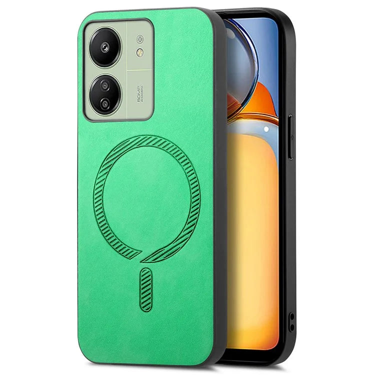 For Xiaomi Poco C65 4G  /  Redmi 13C 4G Leather Back Case Compatible with MagSafe Skin-Touch Phone Cover