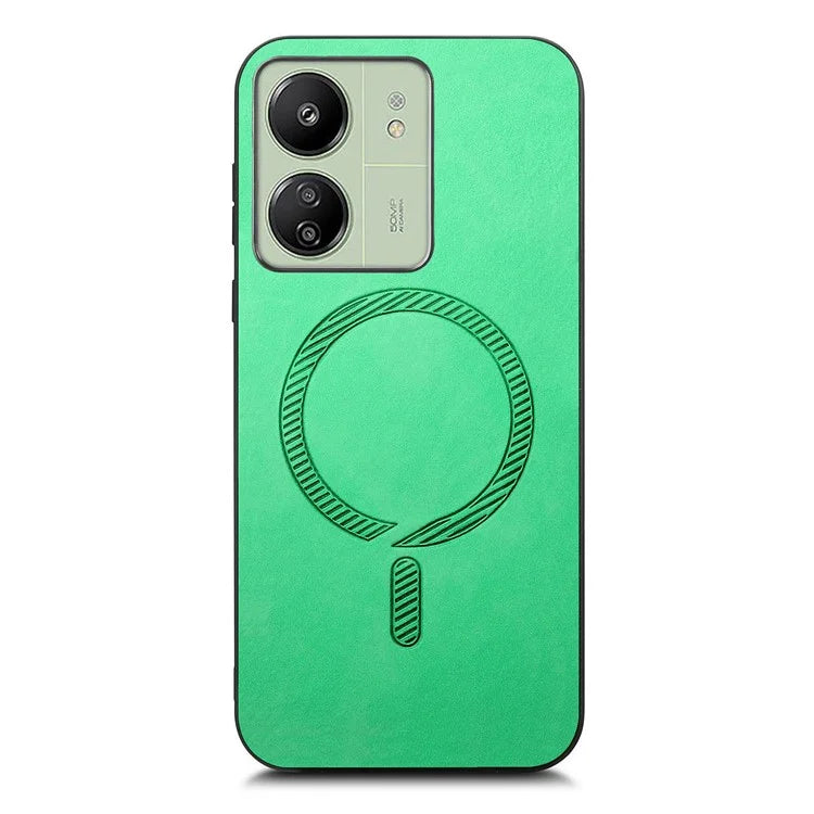 For Xiaomi Poco C65 4G  /  Redmi 13C 4G Leather Back Case Compatible with MagSafe Skin-Touch Phone Cover