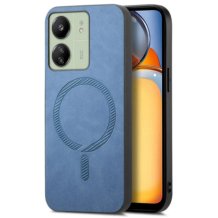 For Xiaomi Poco C65 4G  /  Redmi 13C 4G Leather Back Case Compatible with MagSafe Skin-Touch Phone Cover