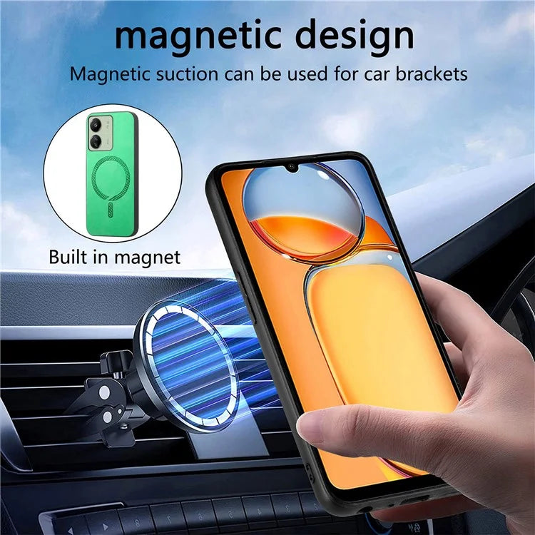 For Xiaomi Poco C65 4G  /  Redmi 13C 4G Leather Back Case Compatible with MagSafe Skin-Touch Phone Cover
