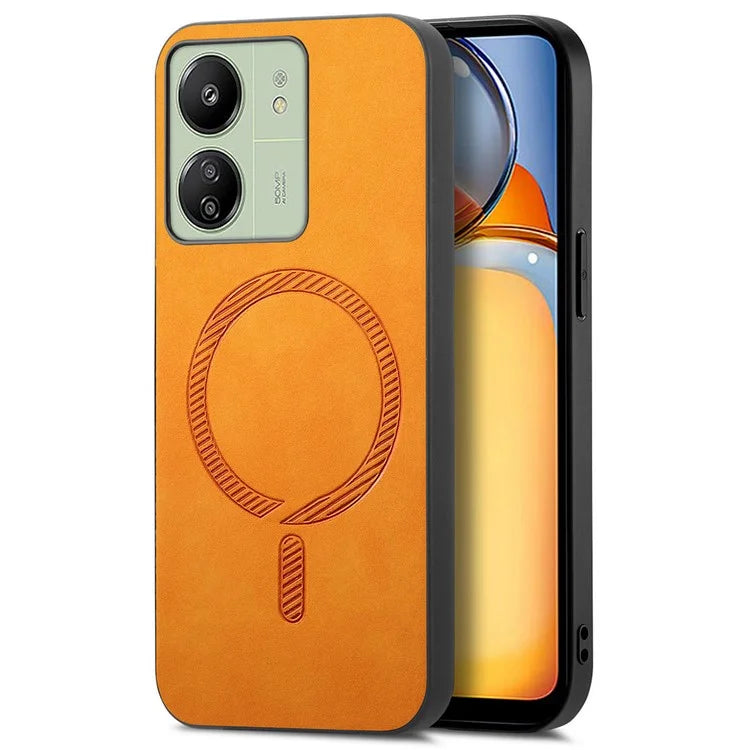 For Xiaomi Poco C65 4G  /  Redmi 13C 4G Leather Back Case Compatible with MagSafe Skin-Touch Phone Cover