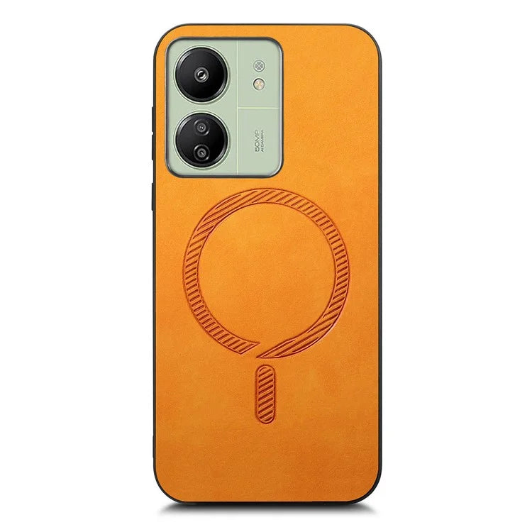 For Xiaomi Poco C65 4G  /  Redmi 13C 4G Leather Back Case Compatible with MagSafe Skin-Touch Phone Cover