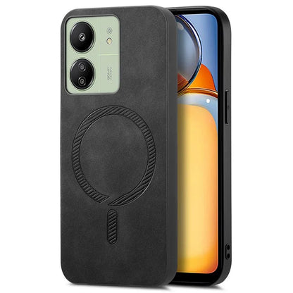 For Xiaomi Poco C65 4G  /  Redmi 13C 4G Leather Back Case Compatible with MagSafe Skin-Touch Phone Cover