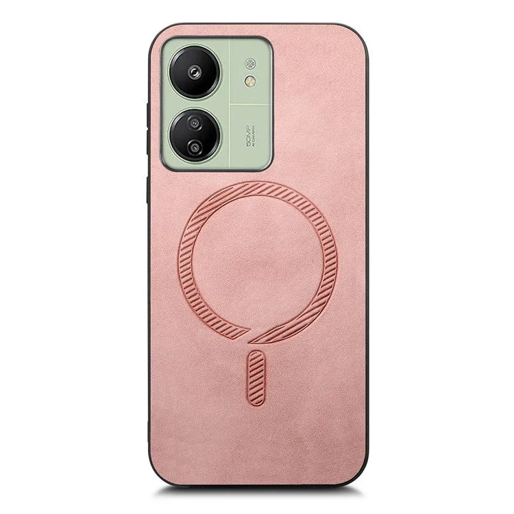 For Xiaomi Poco C65 4G  /  Redmi 13C 4G Leather Back Case Compatible with MagSafe Skin-Touch Phone Cover
