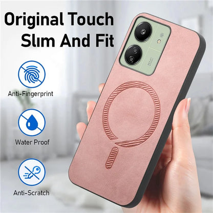For Xiaomi Poco C65 4G  /  Redmi 13C 4G Leather Back Case Compatible with MagSafe Skin-Touch Phone Cover