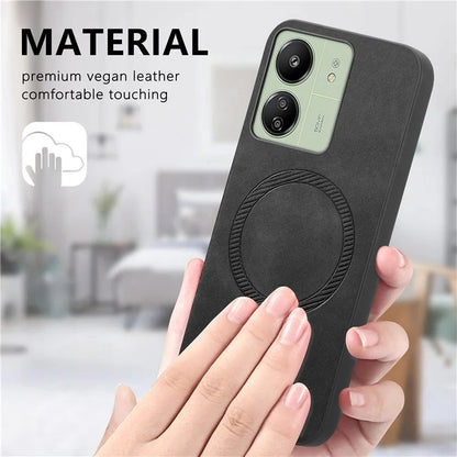 For Xiaomi Poco C65 4G  /  Redmi 13C 4G Leather Back Case Compatible with MagSafe Skin-Touch Phone Cover