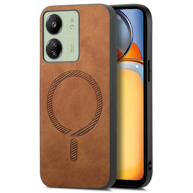 For Xiaomi Poco C65 4G  /  Redmi 13C 4G Leather Back Case Compatible with MagSafe Skin-Touch Phone Cover