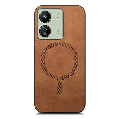 For Xiaomi Poco C65 4G  /  Redmi 13C 4G Leather Back Case Compatible with MagSafe Skin-Touch Phone Cover