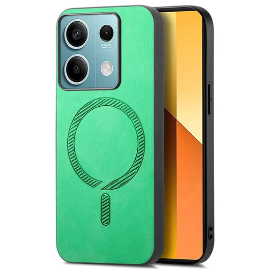 For Xiaomi Redmi Note 13 5G Leather Back Case Compatible with MagSafe Skin-Touch Phone Cover