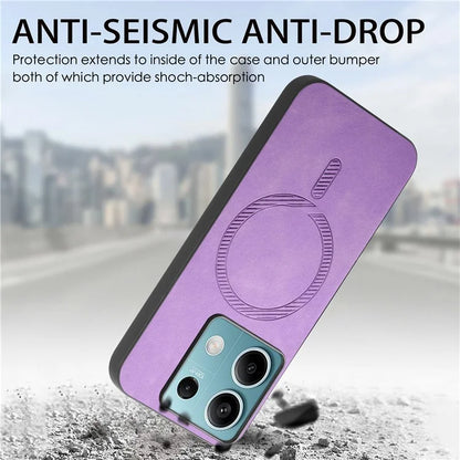 For Xiaomi Redmi Note 13 5G Leather Back Case Compatible with MagSafe Skin-Touch Phone Cover