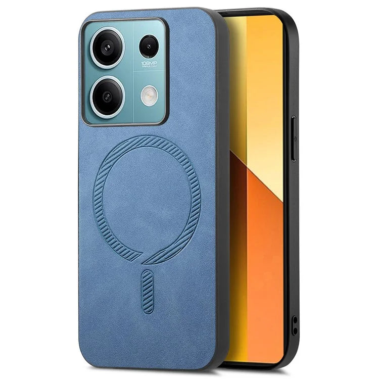 For Xiaomi Redmi Note 13 5G Leather Back Case Compatible with MagSafe Skin-Touch Phone Cover