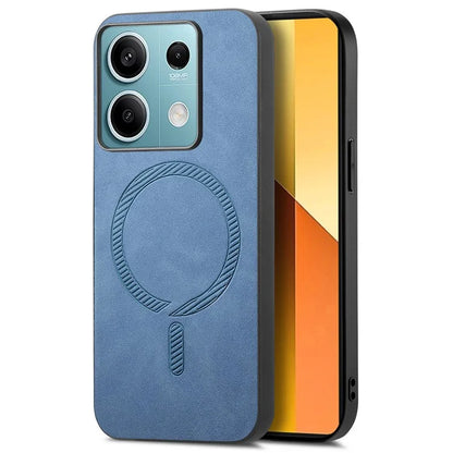 For Xiaomi Redmi Note 13 5G Leather Back Case Compatible with MagSafe Skin-Touch Phone Cover