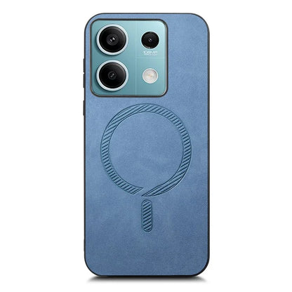 For Xiaomi Redmi Note 13 5G Leather Back Case Compatible with MagSafe Skin-Touch Phone Cover