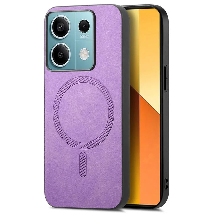 For Xiaomi Redmi Note 13 5G Leather Back Case Compatible with MagSafe Skin-Touch Phone Cover