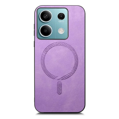 For Xiaomi Redmi Note 13 5G Leather Back Case Compatible with MagSafe Skin-Touch Phone Cover