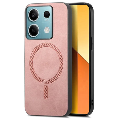For Xiaomi Redmi Note 13 5G Leather Back Case Compatible with MagSafe Skin-Touch Phone Cover