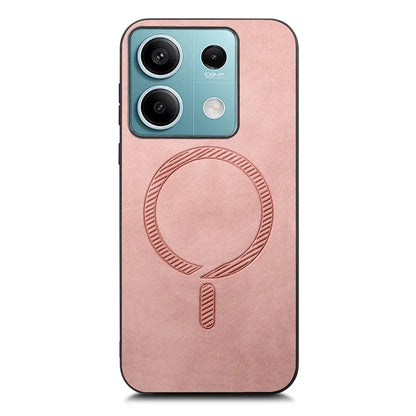 For Xiaomi Redmi Note 13 5G Leather Back Case Compatible with MagSafe Skin-Touch Phone Cover