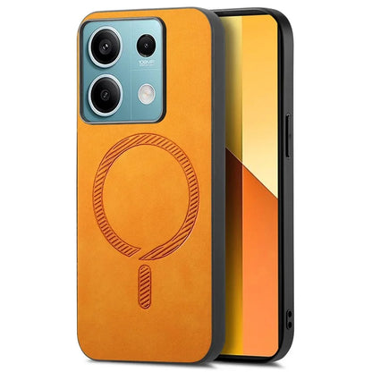 For Xiaomi Redmi Note 13 5G Leather Back Case Compatible with MagSafe Skin-Touch Phone Cover
