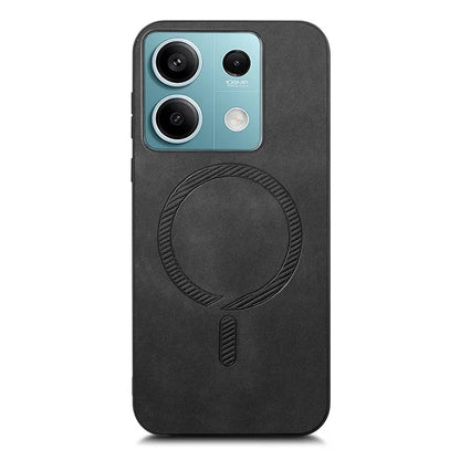 For Xiaomi Redmi Note 13 5G Leather Back Case Compatible with MagSafe Skin-Touch Phone Cover