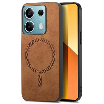 For Xiaomi Redmi Note 13 5G Leather Back Case Compatible with MagSafe Skin-Touch Phone Cover