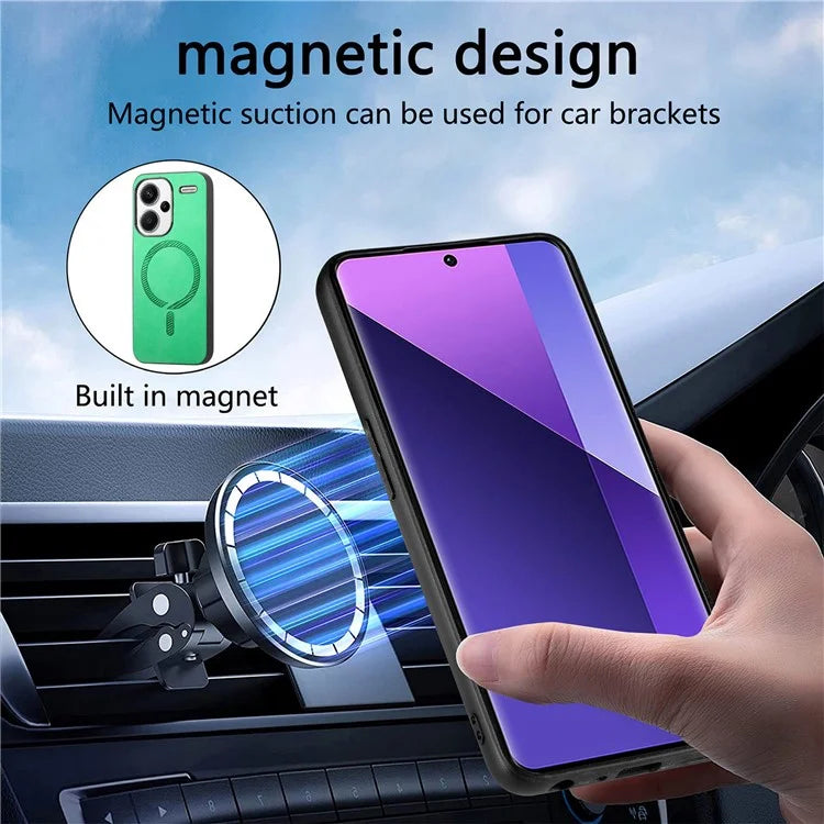 For Xiaomi Redmi Note 13 Pro+ 5G Leather Back Case Compatible with MagSafe Skin-Touch Phone Cover