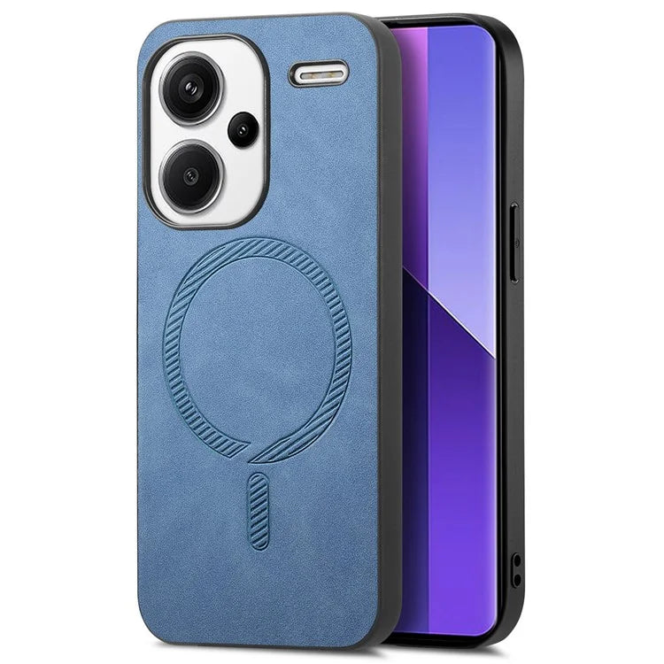 For Xiaomi Redmi Note 13 Pro+ 5G Leather Back Case Compatible with MagSafe Skin-Touch Phone Cover