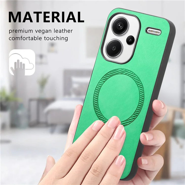 For Xiaomi Redmi Note 13 Pro+ 5G Leather Back Case Compatible with MagSafe Skin-Touch Phone Cover