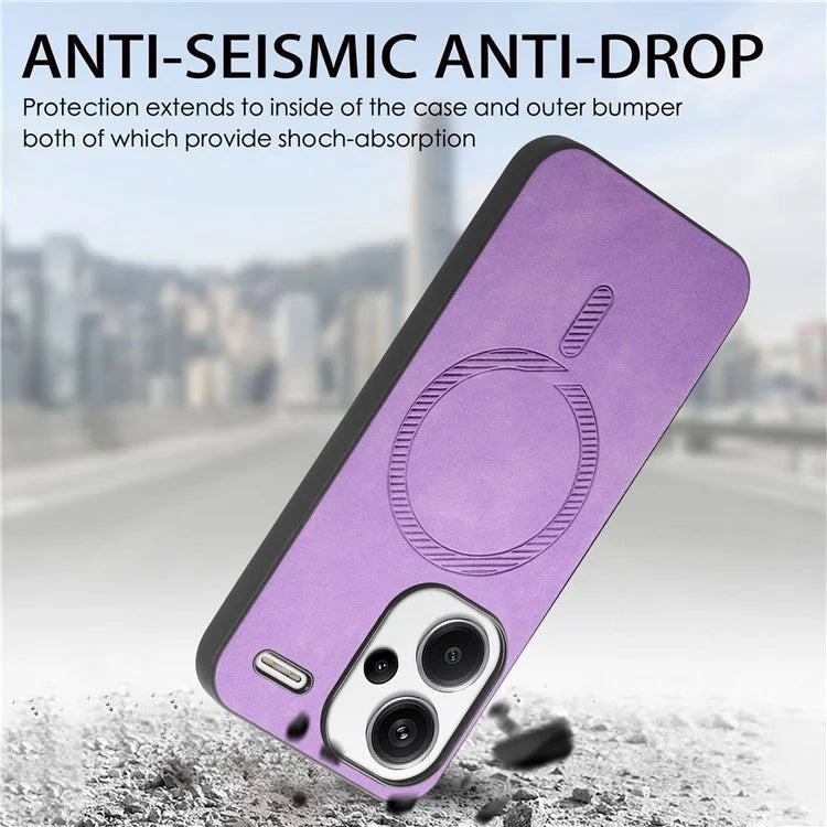 For Xiaomi Redmi Note 13 Pro+ 5G Leather Back Case Compatible with MagSafe Skin-Touch Phone Cover