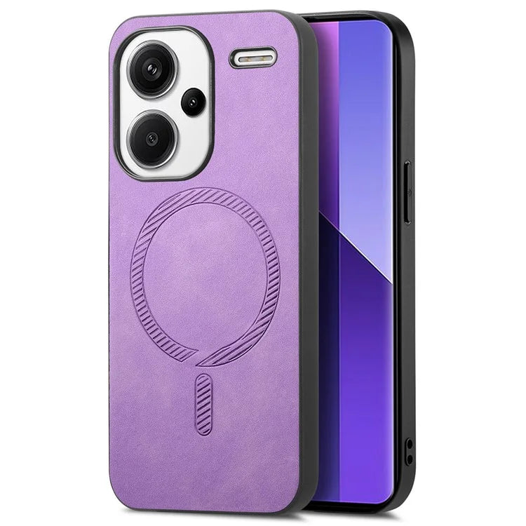 For Xiaomi Redmi Note 13 Pro+ 5G Leather Back Case Compatible with MagSafe Skin-Touch Phone Cover
