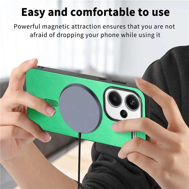 For Xiaomi Redmi Note 13 Pro+ 5G Leather Back Case Compatible with MagSafe Skin-Touch Phone Cover