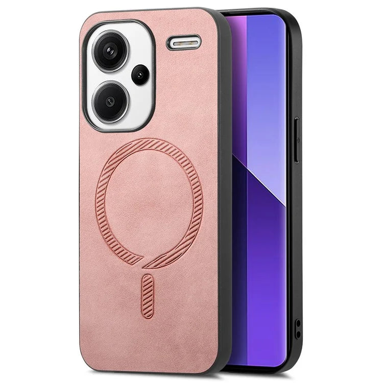 For Xiaomi Redmi Note 13 Pro+ 5G Leather Back Case Compatible with MagSafe Skin-Touch Phone Cover