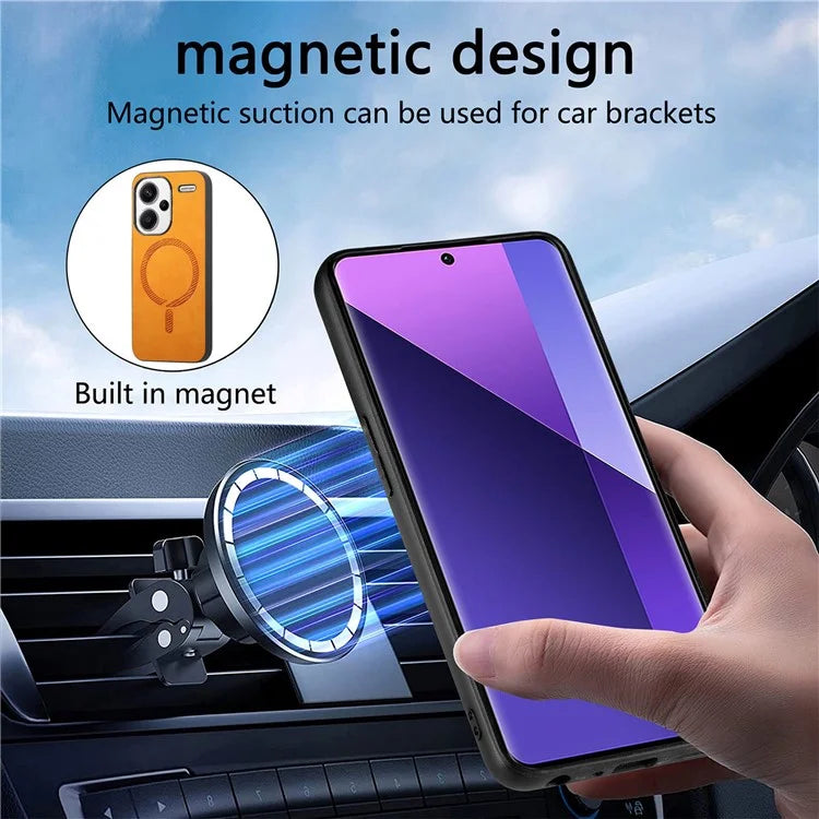 For Xiaomi Redmi Note 13 Pro+ 5G Leather Back Case Compatible with MagSafe Skin-Touch Phone Cover
