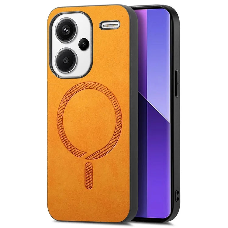 For Xiaomi Redmi Note 13 Pro+ 5G Leather Back Case Compatible with MagSafe Skin-Touch Phone Cover