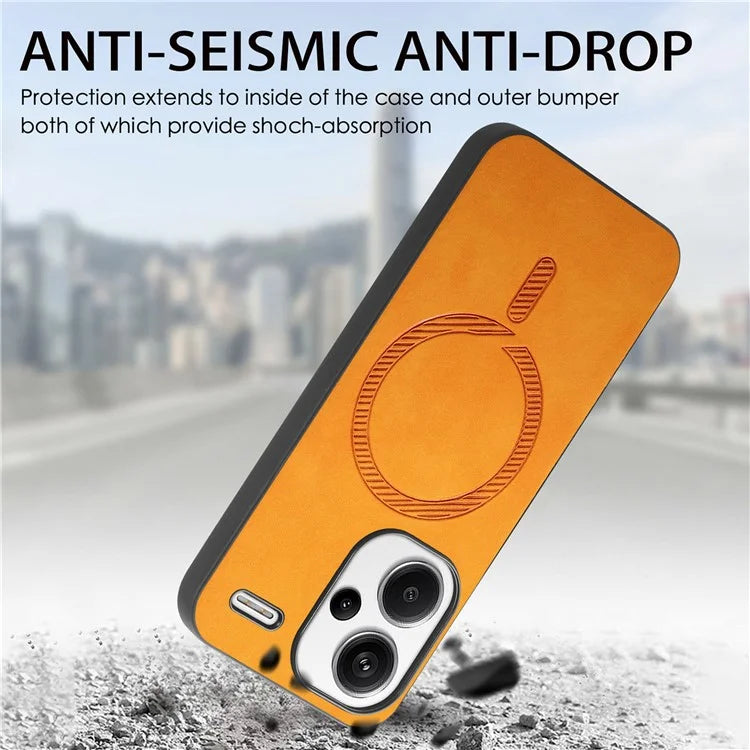 For Xiaomi Redmi Note 13 Pro+ 5G Leather Back Case Compatible with MagSafe Skin-Touch Phone Cover