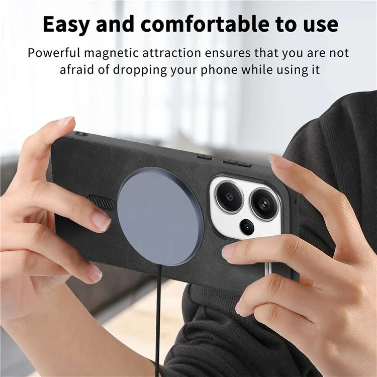 For Xiaomi Redmi Note 13 Pro+ 5G Leather Back Case Compatible with MagSafe Skin-Touch Phone Cover