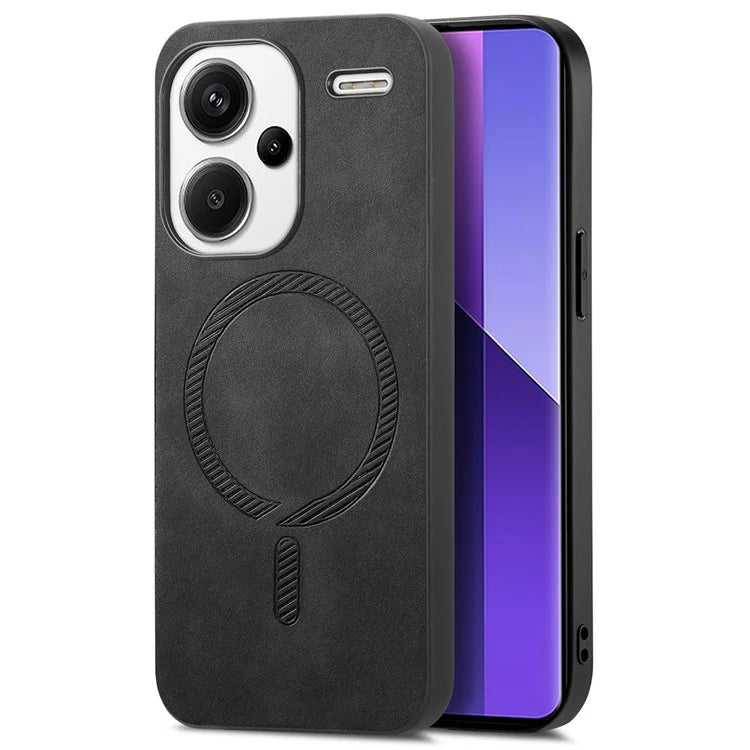 For Xiaomi Redmi Note 13 Pro+ 5G Leather Back Case Compatible with MagSafe Skin-Touch Phone Cover