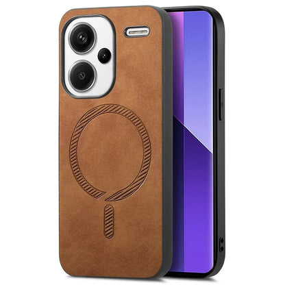 For Xiaomi Redmi Note 13 Pro+ 5G Leather Back Case Compatible with MagSafe Skin-Touch Phone Cover