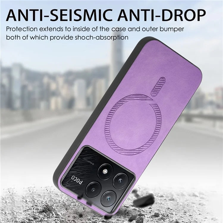 For Xiaomi Poco X6 Pro 5G  /  Redmi K70E 5G Leather Back Case Compatible with MagSafe Skin-Touch Phone Cover
