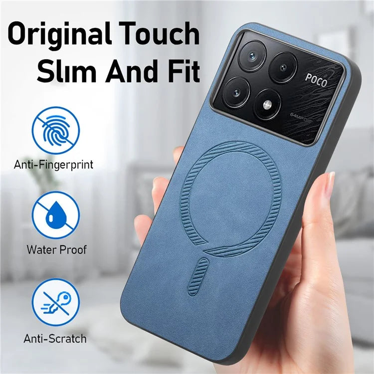 For Xiaomi Poco X6 Pro 5G  /  Redmi K70E 5G Leather Back Case Compatible with MagSafe Skin-Touch Phone Cover
