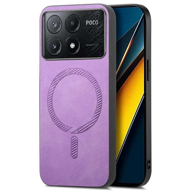 For Xiaomi Poco X6 Pro 5G  /  Redmi K70E 5G Leather Back Case Compatible with MagSafe Skin-Touch Phone Cover