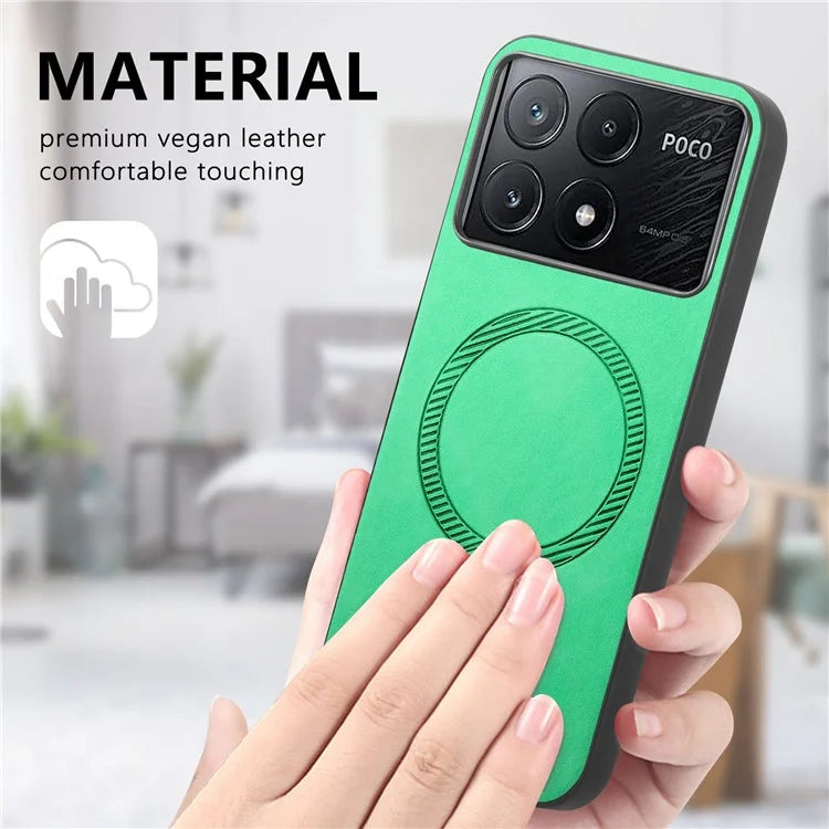 For Xiaomi Poco X6 Pro 5G  /  Redmi K70E 5G Leather Back Case Compatible with MagSafe Skin-Touch Phone Cover