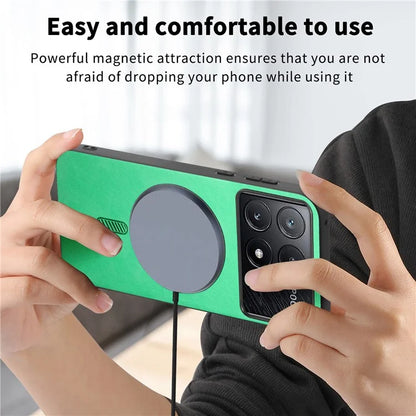 For Xiaomi Poco X6 Pro 5G  /  Redmi K70E 5G Leather Back Case Compatible with MagSafe Skin-Touch Phone Cover