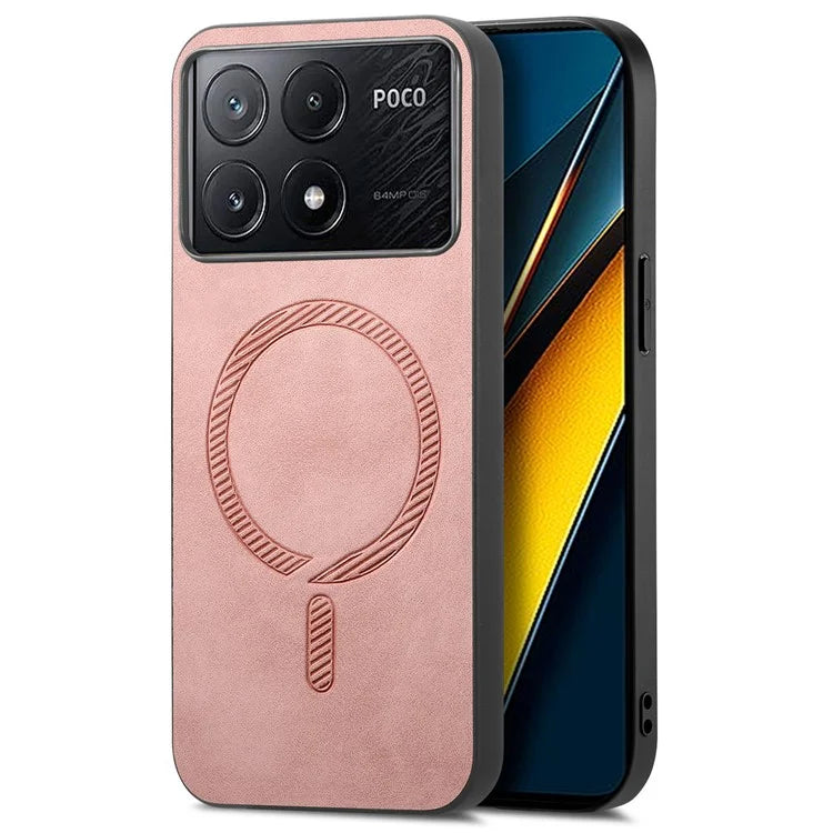 For Xiaomi Poco X6 Pro 5G  /  Redmi K70E 5G Leather Back Case Compatible with MagSafe Skin-Touch Phone Cover