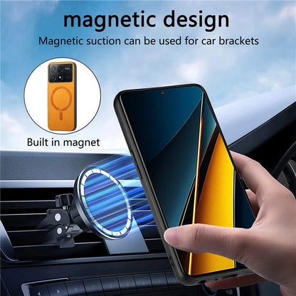 For Xiaomi Poco X6 Pro 5G  /  Redmi K70E 5G Leather Back Case Compatible with MagSafe Skin-Touch Phone Cover