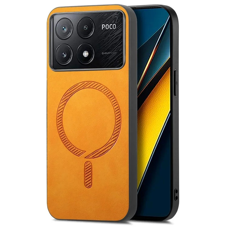 For Xiaomi Poco X6 Pro 5G  /  Redmi K70E 5G Leather Back Case Compatible with MagSafe Skin-Touch Phone Cover