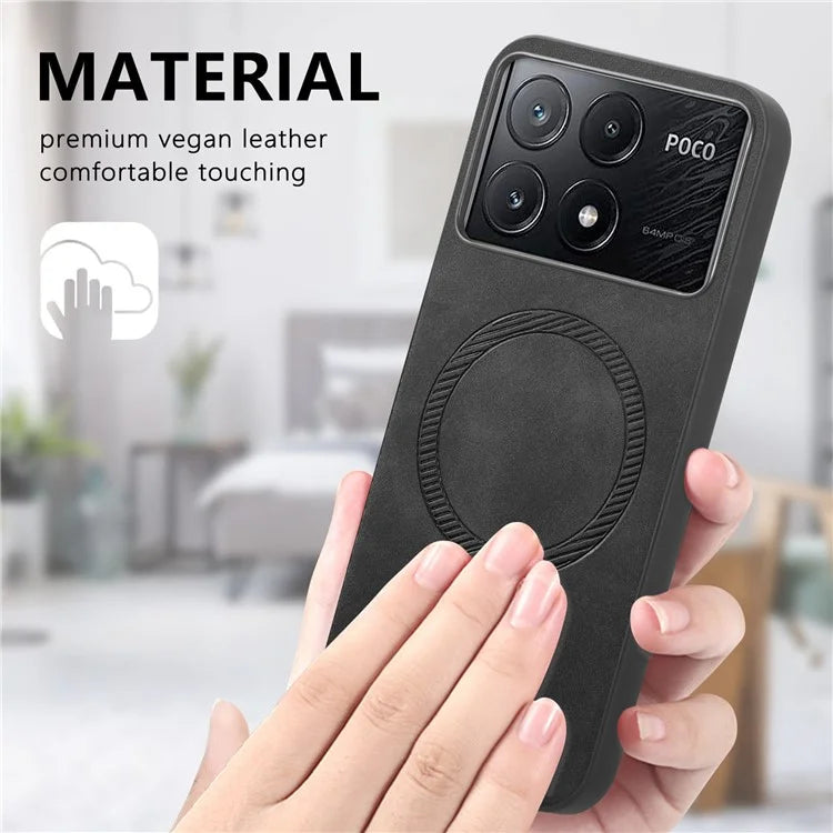 For Xiaomi Poco X6 Pro 5G  /  Redmi K70E 5G Leather Back Case Compatible with MagSafe Skin-Touch Phone Cover