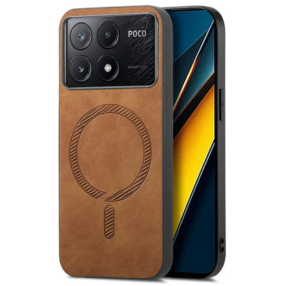 For Xiaomi Poco X6 Pro 5G  /  Redmi K70E 5G Leather Back Case Compatible with MagSafe Skin-Touch Phone Cover