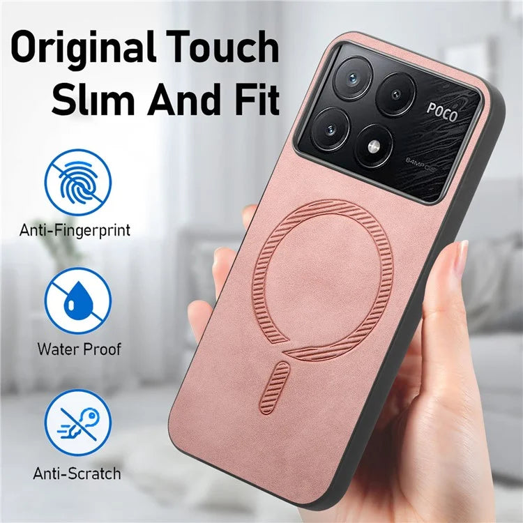 For Xiaomi Poco X6 Pro 5G  /  Redmi K70E 5G Leather Back Case Compatible with MagSafe Skin-Touch Phone Cover