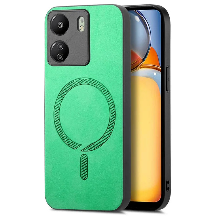 For Xiaomi Redmi 13C 5G  /  13C 4G  /  13R 5G  /  Poco M6 5G Leather Back Case Compatible with MagSafe Skin-Touch Phone Cover