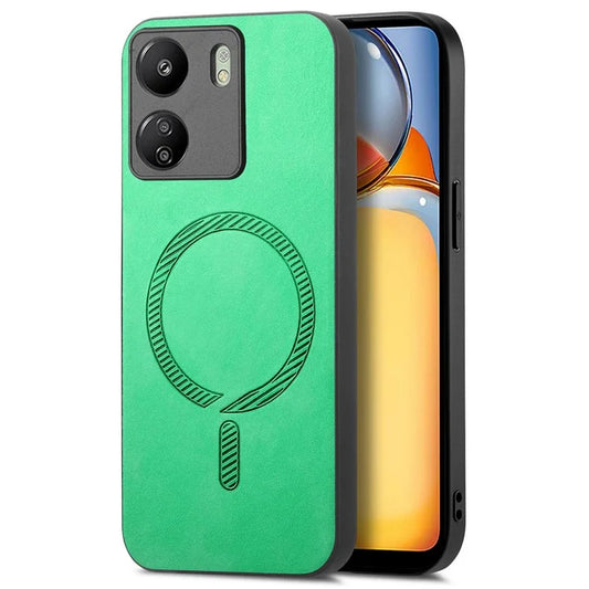 For Xiaomi Redmi 13C 5G  /  13C 4G  /  13R 5G  /  Poco M6 5G Leather Back Case Compatible with MagSafe Skin-Touch Phone Cover